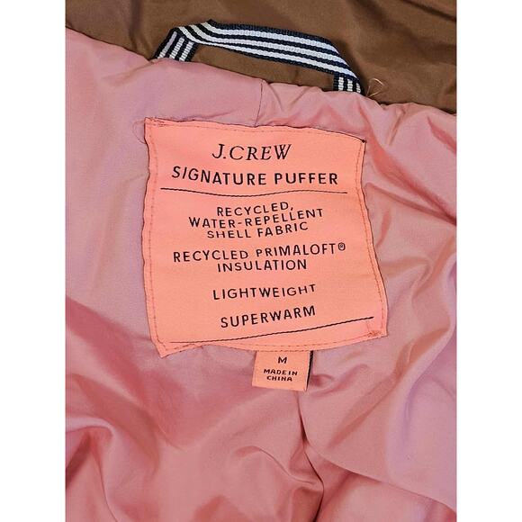 J. Crew Signature Quilted Puffer Jacket Patch Pockets Brown/Pink Size M - Picture 9 of 9
